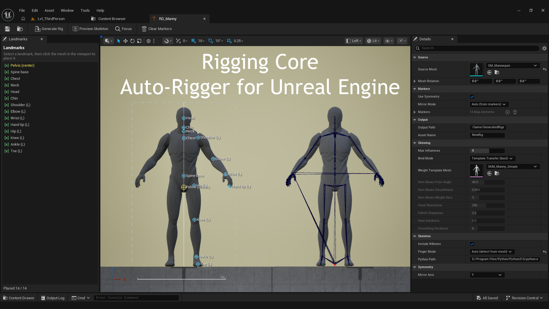 RiggingCore Auto-Rigger for Unreal Engine
